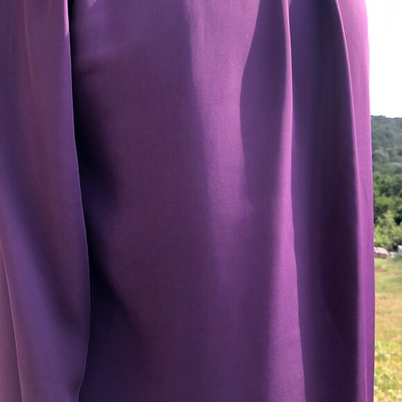 H&M Deep Purple Long-Sleeve Tie-Neck V-Neck Blouse Women's Size 2 Elegant Work - Picture 8 of 16